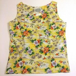 Hibiscus Outrigger Tank Top Cheeseburger Brand Women's Med. Sleeveless With Tag